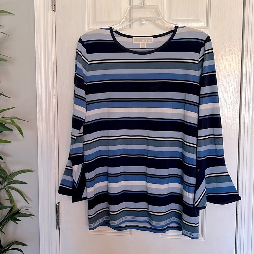 Michael Kors blue striped shirt